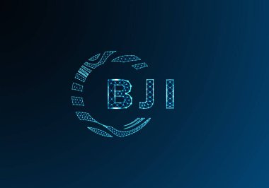 BJI düşük poli harfli logo vektör tasarımı. BJI düşük polyester logo tasarımı. BJI benzersiz düşük poli logo tasarımı.