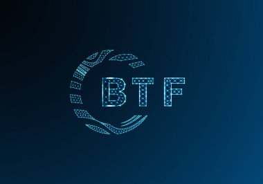 BTF düşük poli harfli logo vektör tasarımı. BTF düşük polyester logo tasarımı. BTF benzersiz düşük polyester logo tasarımı.