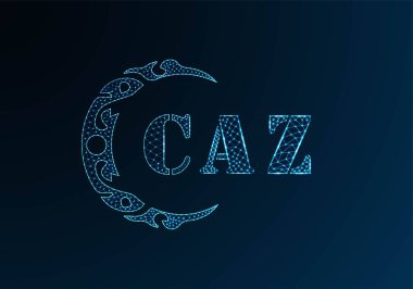 Düşük poli harfli CAZ logosu tasarımı. CAZ harfi logosu düşük poli vektör tasarımı mavi renk gradyan arka planda. CAZ logosu düşük poli tasarımı