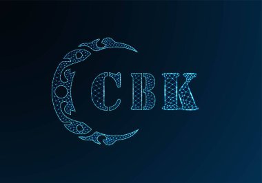 Düşük poli harfli logo CBK tasarımı. Mavi renk gradyan üzerinde CBK harfi logosu düşük poli vektör tasarımı. CBK logosu düşük poli tasarımı