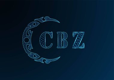 Düşük polyester harfli logo CBZ tasarımı. Mavi renk gradyan arka planda CBZ harfi logosu düşük poli vektör tasarımı. CBZ logosu düşük poli tasarımı
