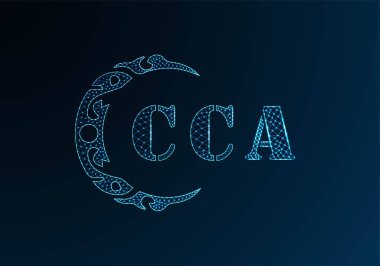 Düşük polyester harfli logo CCA tasarımı. Mavi renk gradyan arkaplan üzerinde CCA harfi logosu düşük poli vektör tasarımı. CCA logosu düşük poli tasarımı