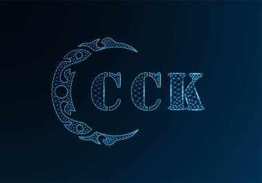 Düşük poli harfli logo CCK tasarımı. Mavi renk gradyan arkaplan üzerinde CCK harfi logosu düşük polivektör tasarımı. CCK logosu düşük poli tasarımı