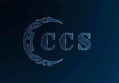 Düşük poli harfli logo CCS tasarımı. CCS harfi logosu düşük polivektör dizaynı mavi renk gradyan arka planında. CCS logosu düşük poli tasarımı