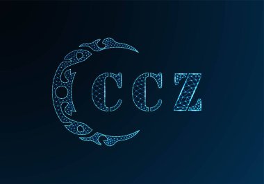Düşük yalan makinesi logosu CCZ tasarımı. CCZ harfi logosu düşük poli vektör dizaynı mavi renk gradyan arka planda. CCZ logosu düşük poli tasarımı