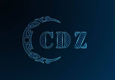 Düşük poli harf logosu CDZ tasarımı. CDZ harfi logosu düşük poli vektör tasarımı mavi renk gradyanı üzerinde. CDZ logosu düşük poli tasarımı