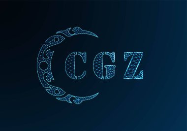 Düşük polyester harfli logo CGZ tasarımı. Mavi renk gradyan üzerinde CGZ harfi logosu düşük poli vektör tasarımı. CGZ logosu düşük poli dekoru