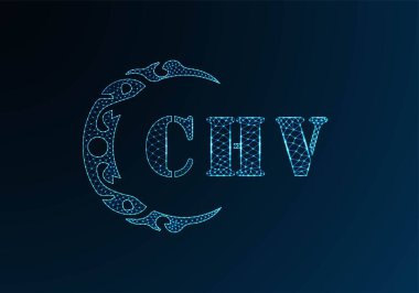 Düşük yalan makinesi logosu CHV tasarımı. Mavi renk gradyan arkaplan üzerinde CHV harfi logosu düşük poli vektör tasarımı. CHV logosu düşük poli tasarımı