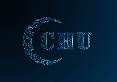 Düşük polyester harfli CHU tasarımı. CHU harfi logosu düşük poli vektör dizaynı mavi renk gradyan arka planda. CHU logosu düşük polyester dekoru