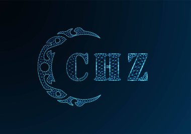 Düşük poli harfli CHZ logosu. CHZ harfi logosu düşük poli vektör tasarımı mavi renk gradyan arka planda. CHZ logosu düşük poli tasarımı