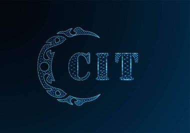 Düşük polyester harfli logo CIT tasarımı. CIT harfi logosu düşük polivektör tasarımı mavi renk gradyan arka planda. CIT logosu düşük poli tasarımı