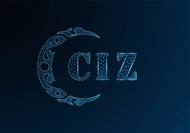 Düşük poli harfli CIZ logosu tasarımı. CIZ harfi logosu düşük poli vektör dizaynı mavi renk gradyan arka planda. CIZ logosu düşük poli tasarımı