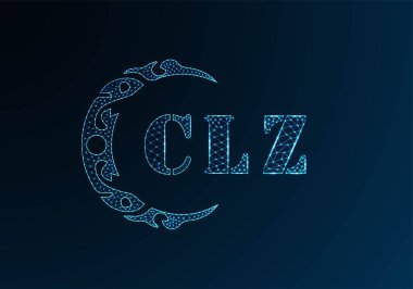 CLZ tasarımı için düşük polyester harfli logo. Mavi renk gradyan üzerinde CLZ harfi logosu düşük poli vektör tasarımı. CLZ logosu düşük poli tasarımı