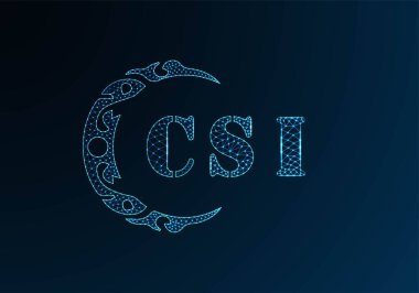 Düşük polyester harfli CSI logosu. Mavi renk gradyan arka planda CSI harfi logosu düşük poli vektör tasarımı. CSI logosu düşük poli tasarımı
