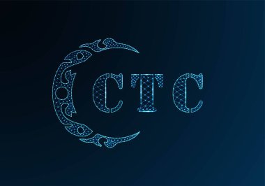Düşük poli harfli CTC logosu tasarımı. CTC harf logosu düşük poli vektör dizaynı mavi renk gradyan arka planda. CTC logosu düşük poli tasarımı