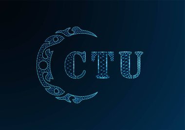 CTU 'nun düşük poligonlu logosu. CTU harfi logosu düşük polivektör dizaynı mavi renk eğimine sahip. CTU logosu düşük poli tasarımı