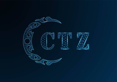 Düşük poli harfli CTZ logosu. CTZ harfi logosu düşük poli vektör tasarımı mavi renk gradyan arka planda. CTZ logosu düşük poli tasarımı