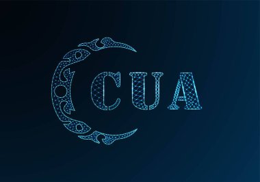 Düşük poli harfli logo CUA tasarımı. CUA harfi logosu düşük poli vektör dizaynı mavi renk gradyan arka planda. CUA logosu düşük poli tasarımı