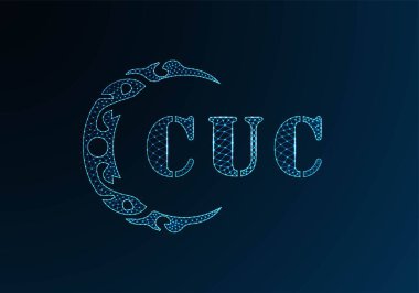 Düşük polyester harfli logo CUC tasarımı. Mavi renk gradyan arka planda CUC harfi logosu düşük poli vektör tasarımı. CUC logosu düşük poli tasarımı