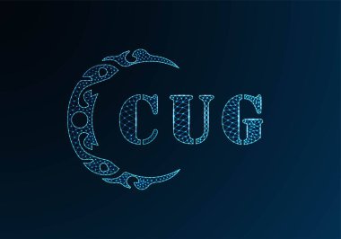 Düşük polyester harfli logo CUG tasarımı. Mavi renk gradyan üzerinde CUG harfi logosu düşük poli vektör tasarımı. CUG logosu düşük poli dekoru