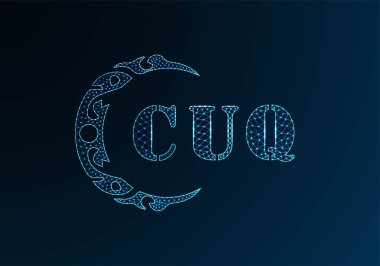 Düşük poli harfli logo CUQ tasarımı. Mavi renk gradyan arka planda CUQ harfi logosu düşük poli vektör tasarımı. CUQ logosu düşük poli dekoru