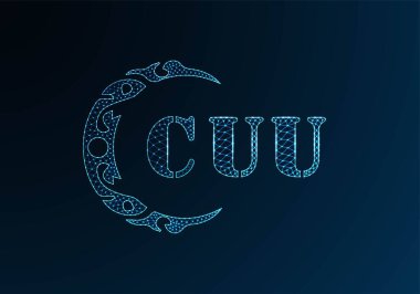 Düşük poli harfli logo CUU tasarımı. CUU harfi logosu düşük poli vektör tasarımı mavi renk gradyanı üzerinde. CUU logosu düşük poli dekoru