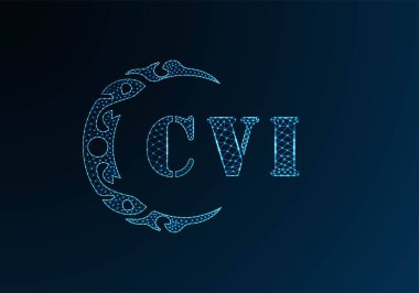 Düşük polyester harfli CVI tasarımı. Mavi renk gradyan arkaplan üzerinde CVI harfi logosu düşük poli vektör tasarımı. CVI logosu düşük poli dekoru