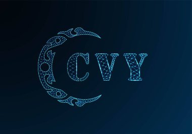 Düşük polyester harfli logo CVY tasarımı. Mavi renk gradyan arka planda CVY harfi logosu düşük poli vektör tasarımı. CVY logosu düşük poli tasarımı