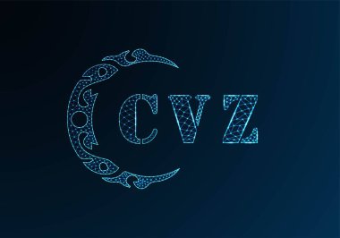 Düşük poli harfli logo CVZ tasarımı. Mavi renk gradyan arkaplan üzerinde CVZ harfi logosu düşük poli vektör tasarımı. CVZ logosu düşük poli dekoru