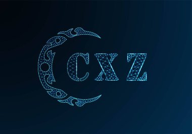 Düşük polyester harfli logo CXZ tasarımı. Mavi renk gradyan arka planda CXZ harfi logosu düşük poli vektör tasarımı. CXZ logosu düşük poli deseni