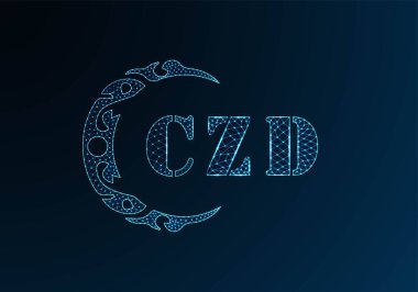 Düşük polyester harfli logo CZD tasarımı. Mavi renk gradyan arka planda CZD harfi logosu düşük poli vektör tasarımı. CZD logosu düşük poli dekoru