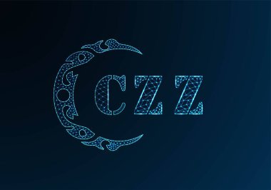 Düşük polyester harfli logo CZZ tasarımı. Mavi renk gradyan arka planda CZZ harfi logosu düşük poli vektör tasarımı. CZZ logosu düşük poli dekoru