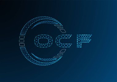 OCF düşük poli harfli logo vektör tasarımı. OCF düşük polyester logo tasarımı. Düşük polyester logo.