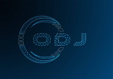 ODJ düşük poli harfli logo vektör tasarımı. ODJ düşük polyester logo tasarımı. Düşük polyester logo.