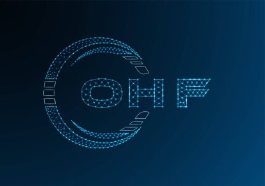 OHF düşük poli harfli logo vektör tasarımı. OHF düşük polyester logo tasarımı. Düşük polyester logo.