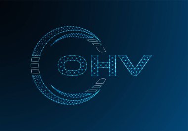 OHV düşük poli harfli logo vektör tasarımı. OHV düşük polyester logo tasarımı. Düşük polyester logo.