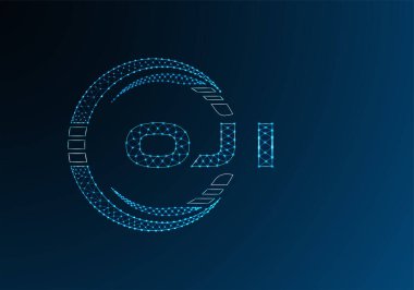 OJI düşük poli harfli logo vektör tasarımı. OJI düşük polyester logo tasarımı. Düşük polyester logo.