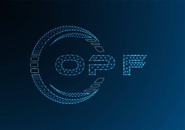 OPF düşük poli harfli logo vektör tasarımı. OPF düşük poli logo tasarımı. Düşük polyester logo.