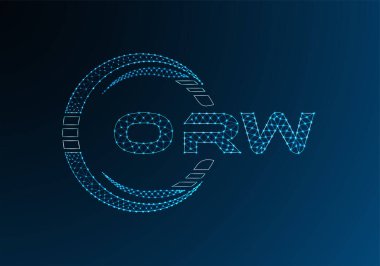 ORW düşük poli harfli logo vektör tasarımı. ORW düşük polyester logo tasarımı. Düşük polyester logo.