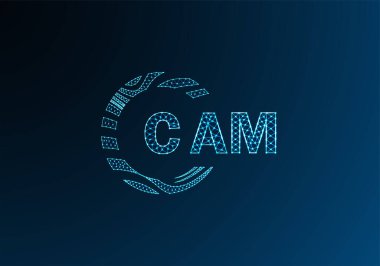 CAM düşük poli harfli logo vektör tasarımı. CAM düşük poli logo tasarımı. CAM benzersiz düşük polyester logo tasarımı.