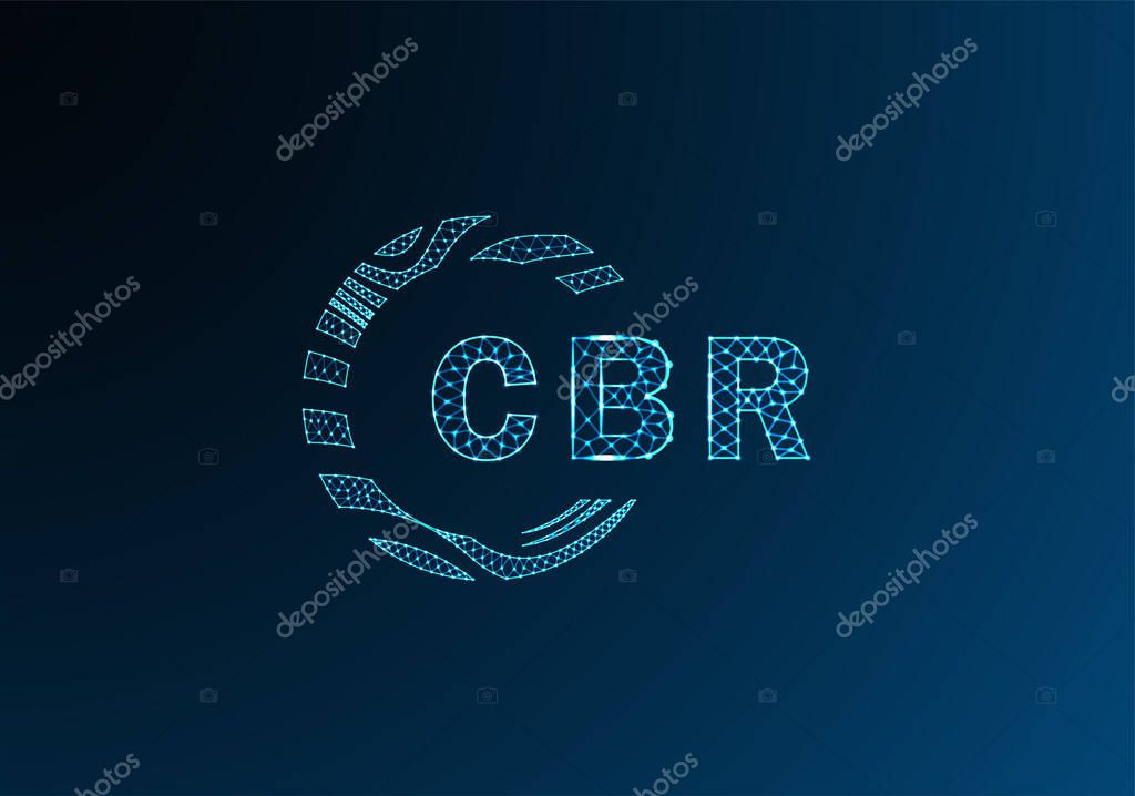 CBR low poly letter logo vector design. CBR lower poly logo design. CBR unique low poly logo design.