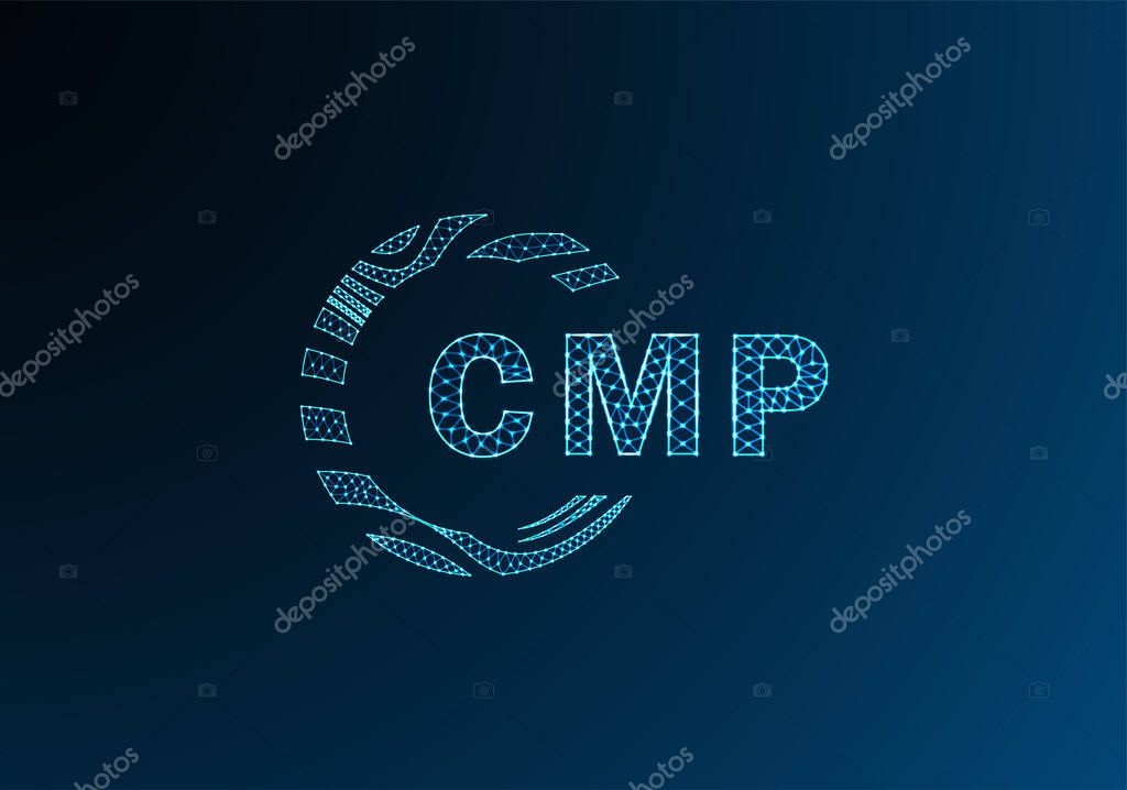 CMP low poly letter logo vector design. CMP lower poly logo design. CMP unique low poly logo design.