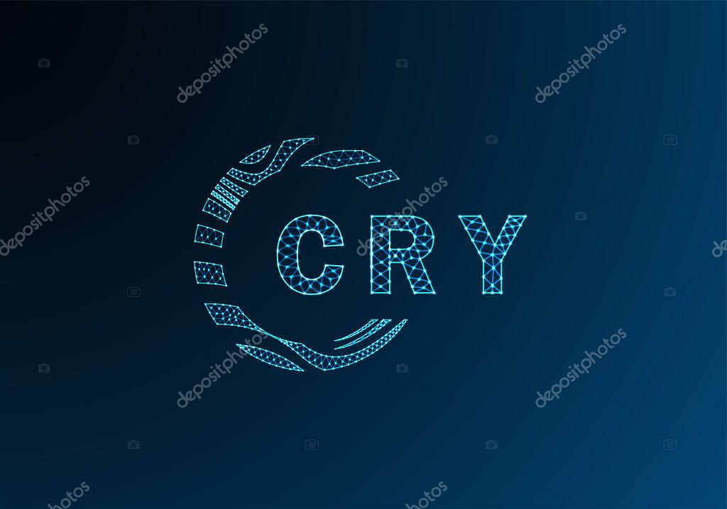 CRY low poly letter logo vector design. CRY lower poly logo design. CRY unique low poly logo design.