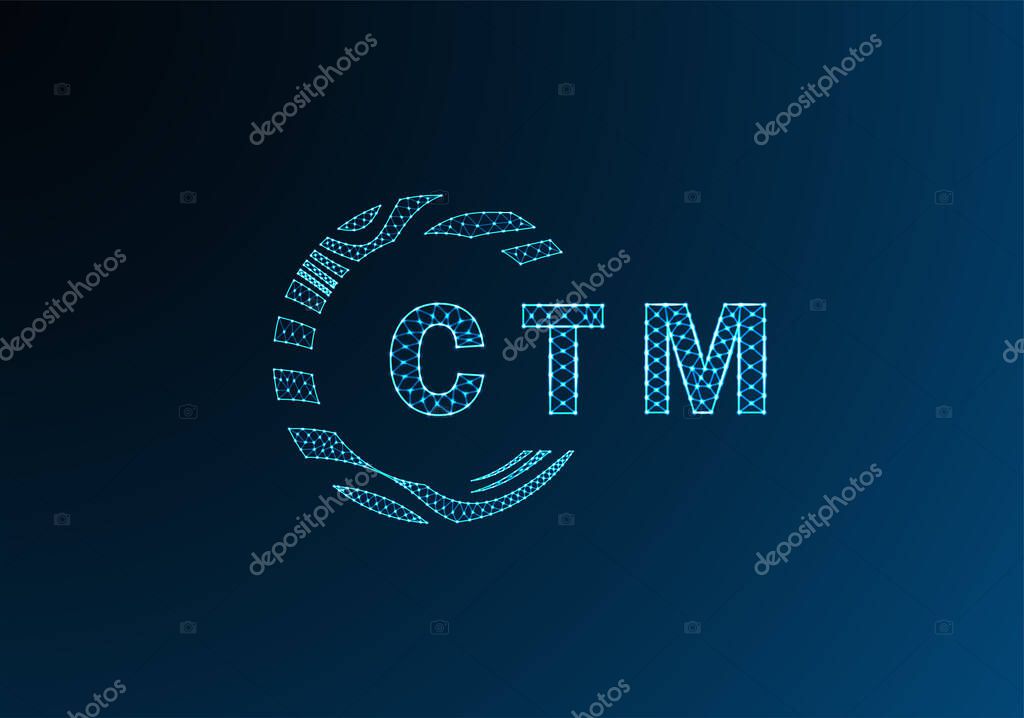 CTM low poly letter logo vector design. CTM lower poly logo design. CTM unique low poly logo design.