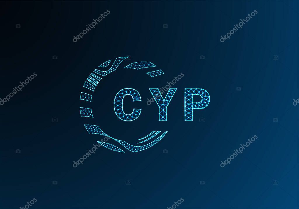 CYP low poly letter logo vector design. CYP lower poly logo design. CYP unique low poly logo design.