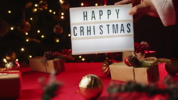 Kerst Set Kamer Voorbereiding Van Het Geschenk Romantisch Koppel Samen — Stockvideo