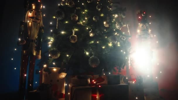 Karácsonyfa Éjszakában — Stock videók
