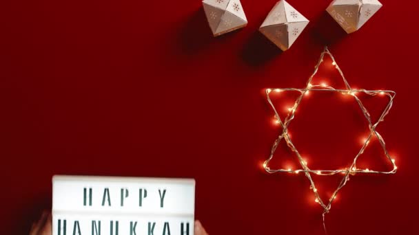 Happy Hanukkah Day Holiday Traditional Religion Background — Stock Video