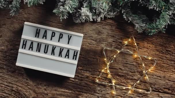 Happy Hanukkah Day Holiday Traditional Religion Background — Stock Video
