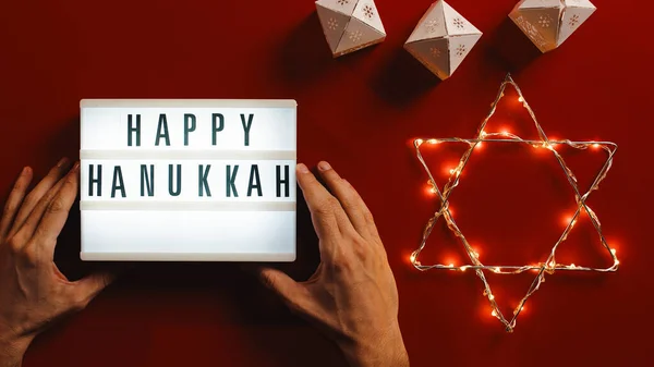 Happy Hanukkah Hari Libur Latar Belakang Agama Tradisional — Stok Foto